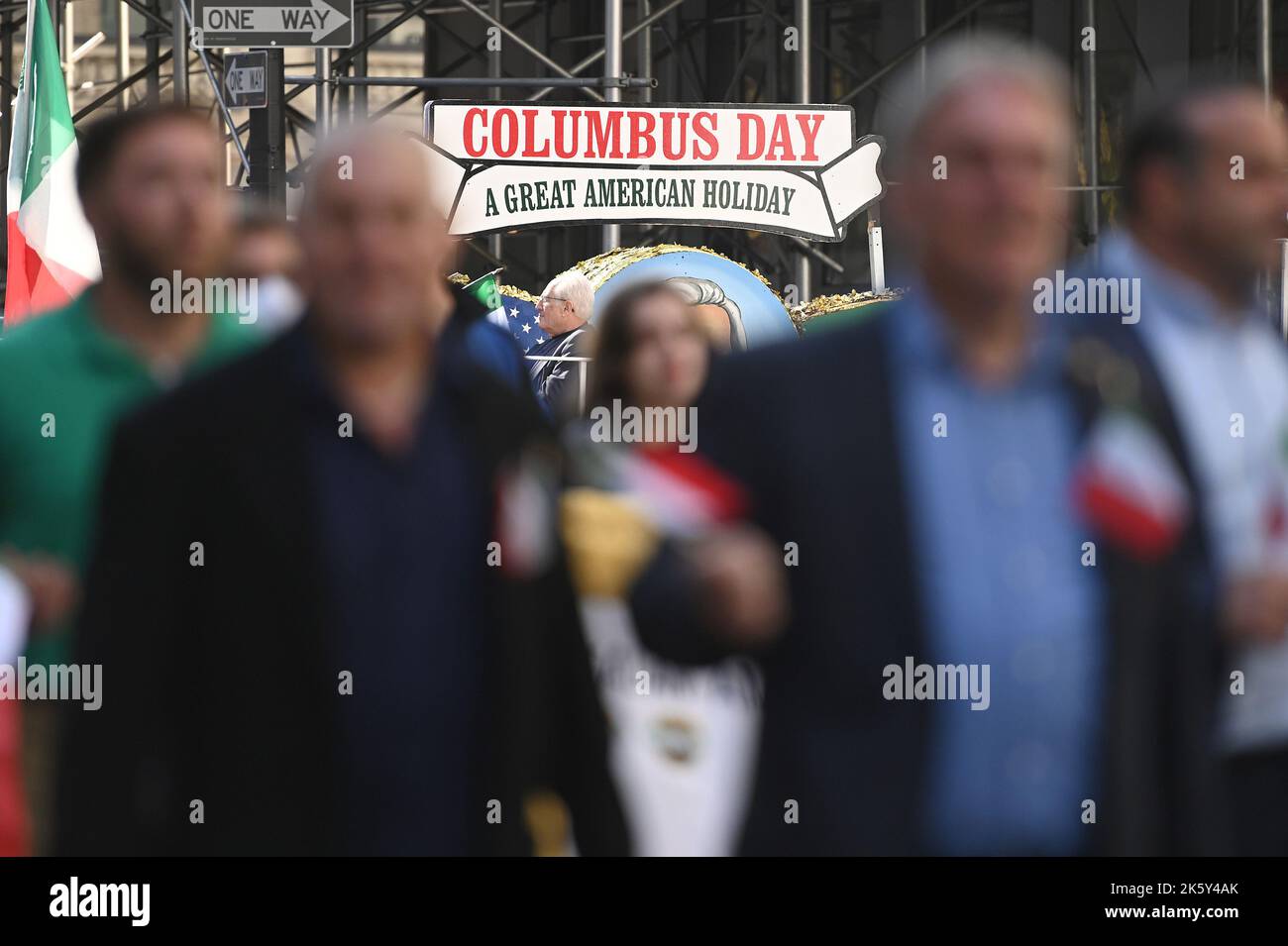 New York, USA. 10th Oct, 2022. People march up Fifth Avenue during the 78th Annual Columbus Day Parade in New York, NY, October 10, 2022. (Photo by Anthony Behar/Sipa USA) Credit: Sipa USA/Alamy Live News Stock Photo