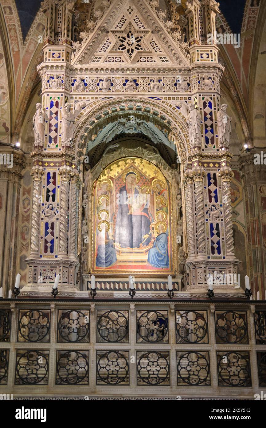 Andrea Orcagna's Gothic Tabernacle inside the Church of Orsanmichele in  Florence Italy Stock Photo - Alamy, image size:866x1390