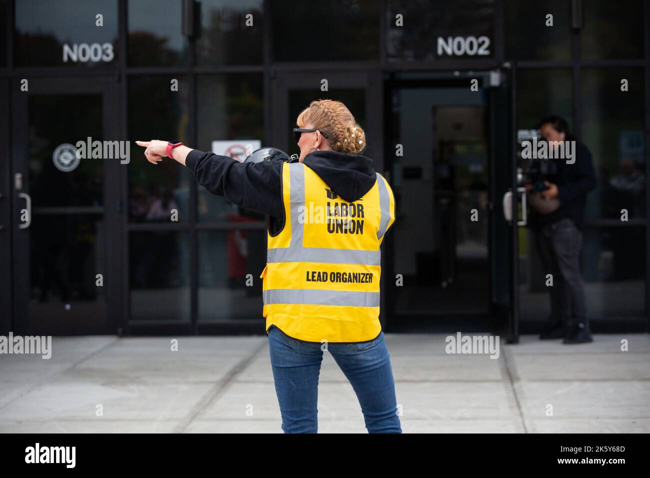 Schodack, New York on October 10, 2022, Amazon Labor Union members rallied at the ALB1 Warehouse