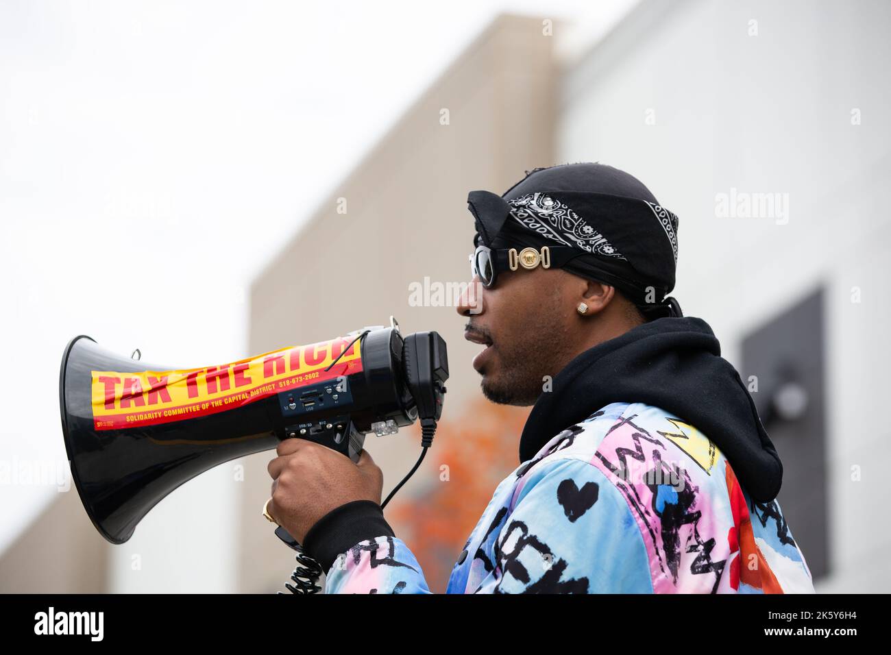 Schodack, USA. 10th Oct, 2022. Amazon Labor Union members rallied at