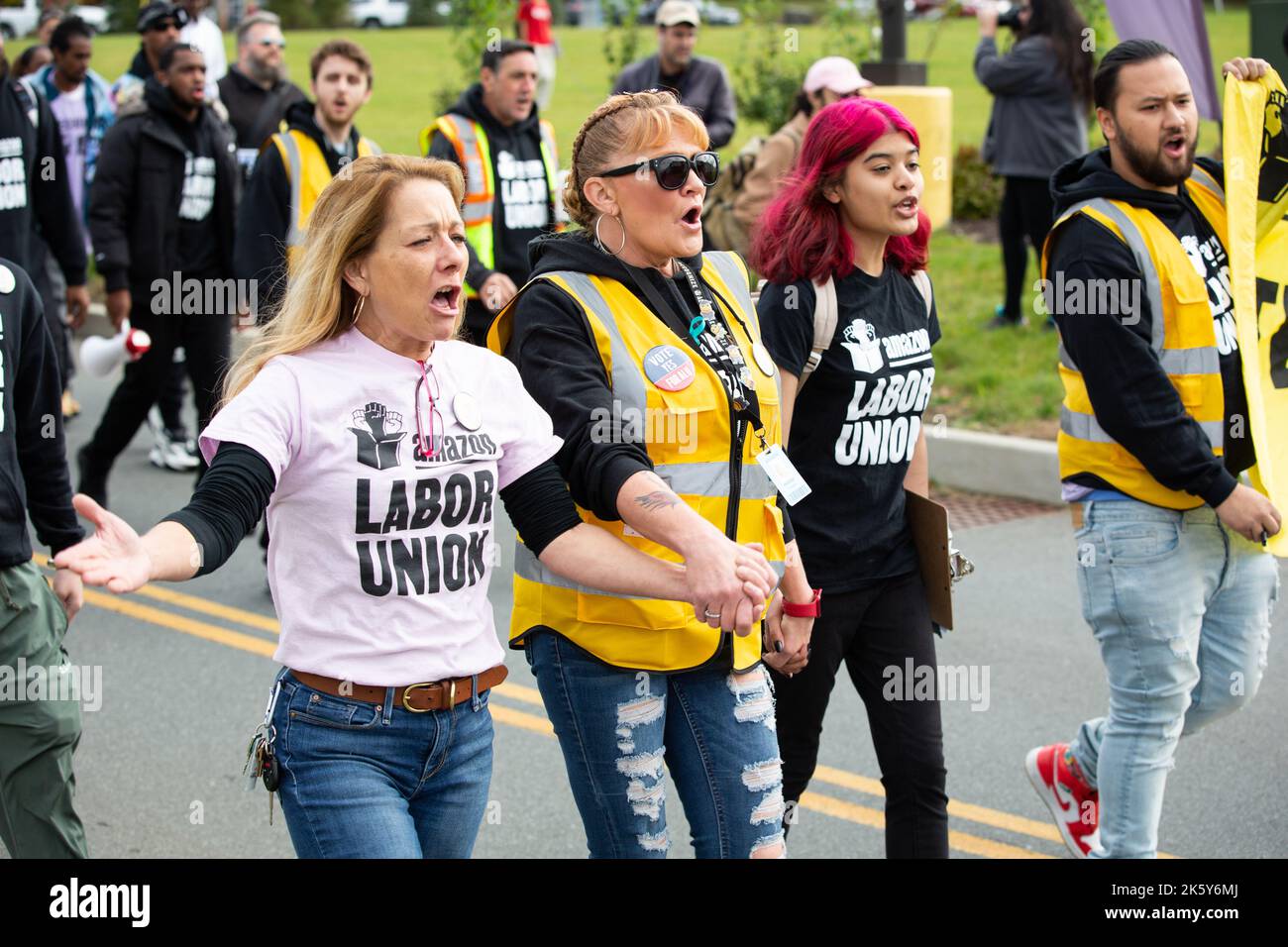Schodack, New York on October 10, 2022, Amazon Labor Union members