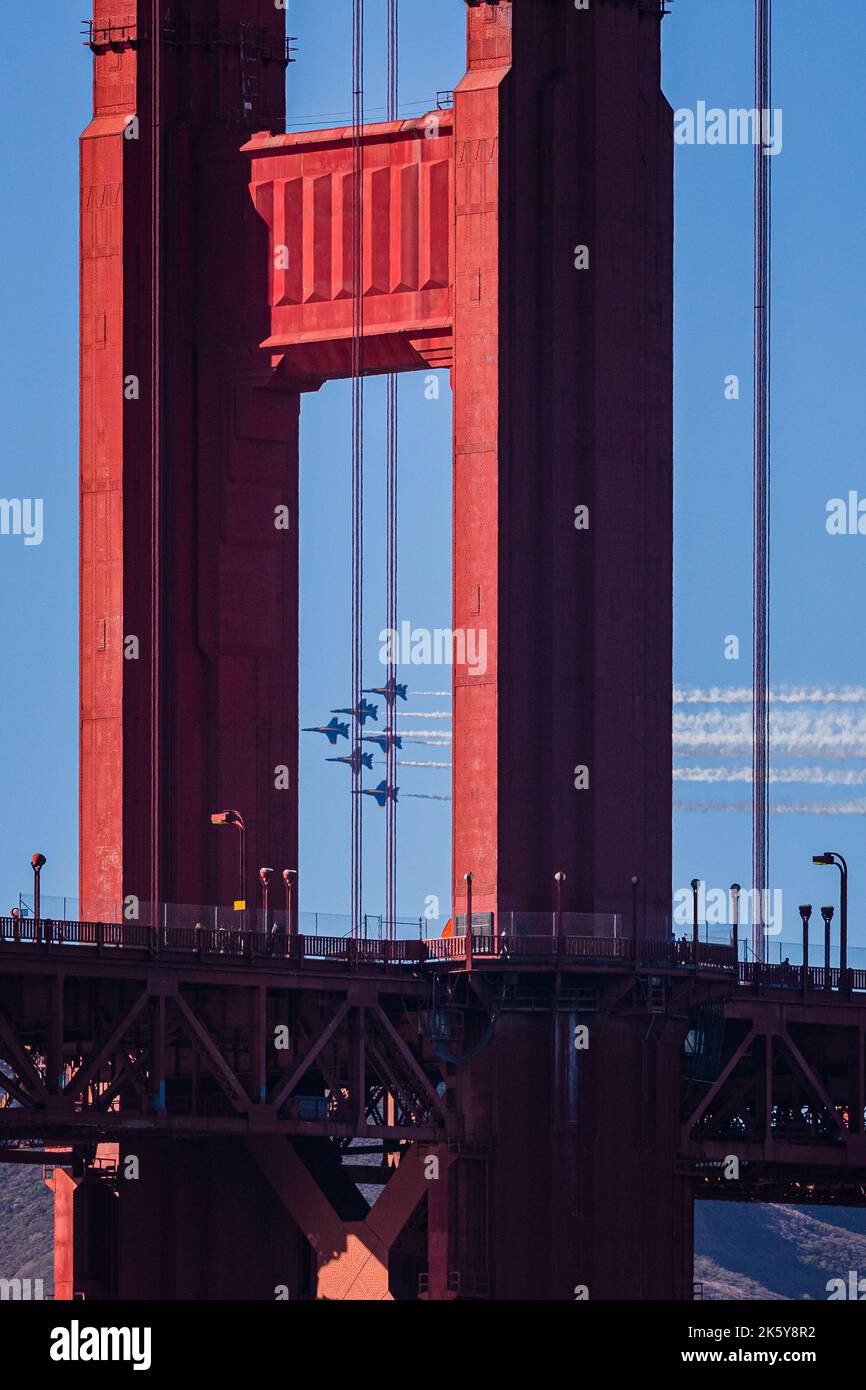 Blue Angeles Fleet Week San Francisco Golden Gate Bridge Stock