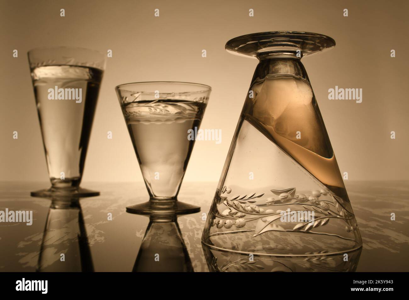Various sizes of crystal glassware Stock Photo Alamy