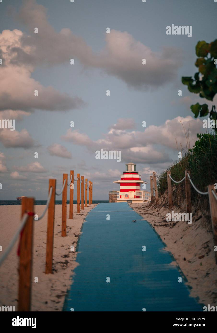 lighthouse on the beach sunset Miami Beach Stock Photo Alamy