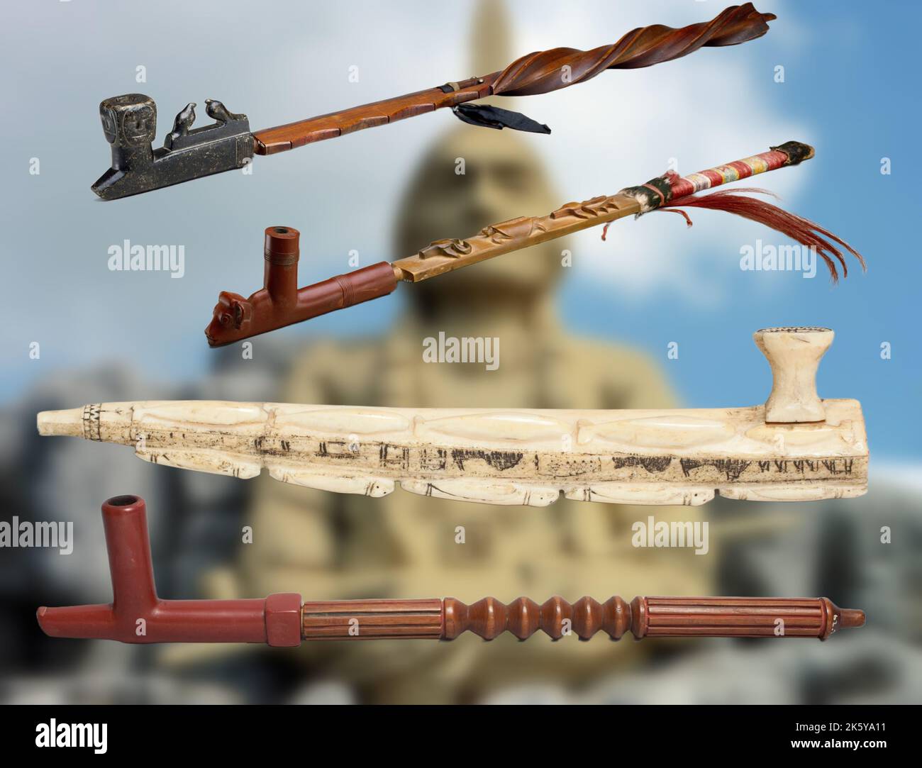 Native American Art -The beautiful Indian pipes Stock Photo - Alamy