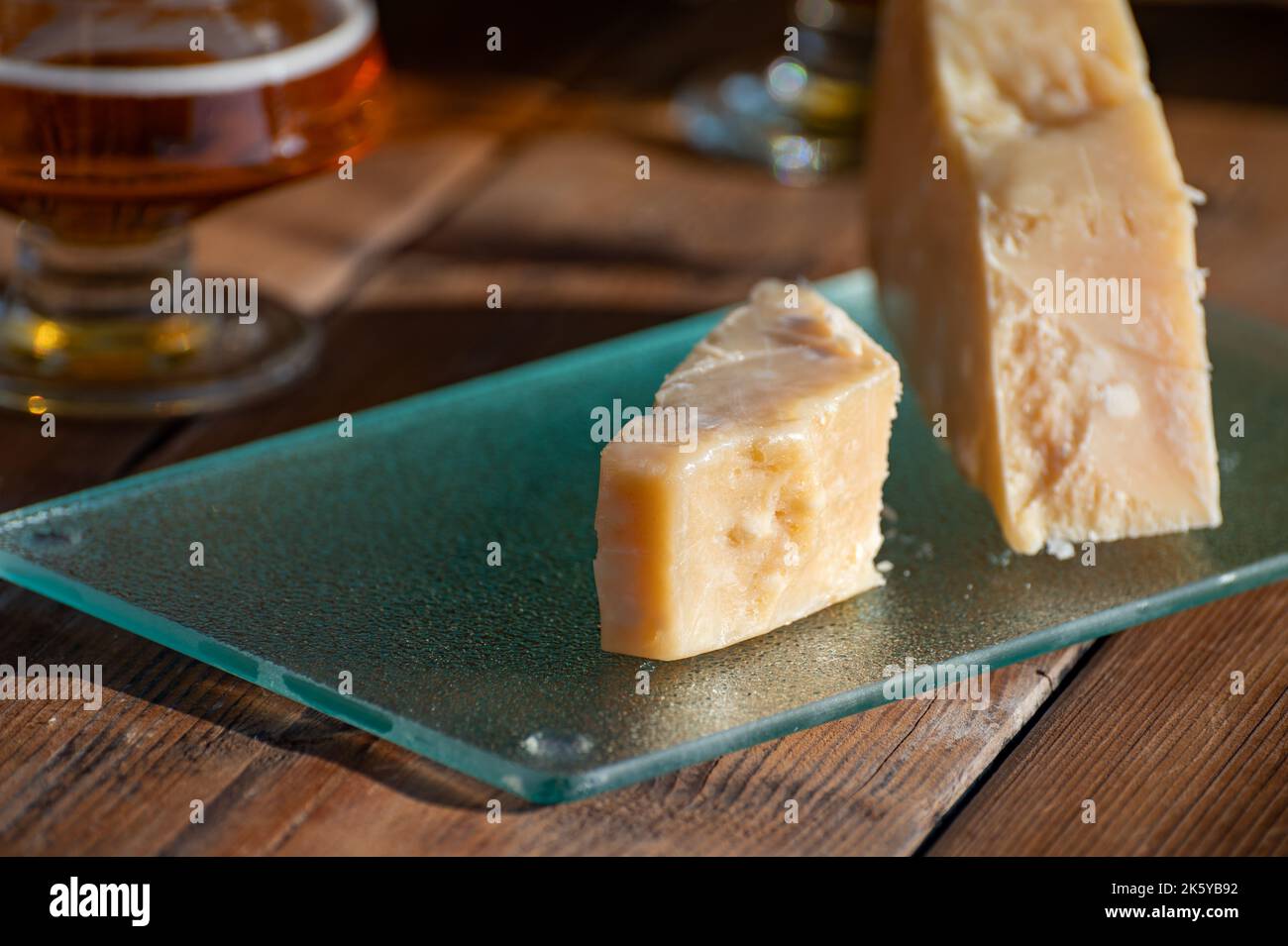 Italian cheese collection, piece of old parmigiano reggiano or parmesan