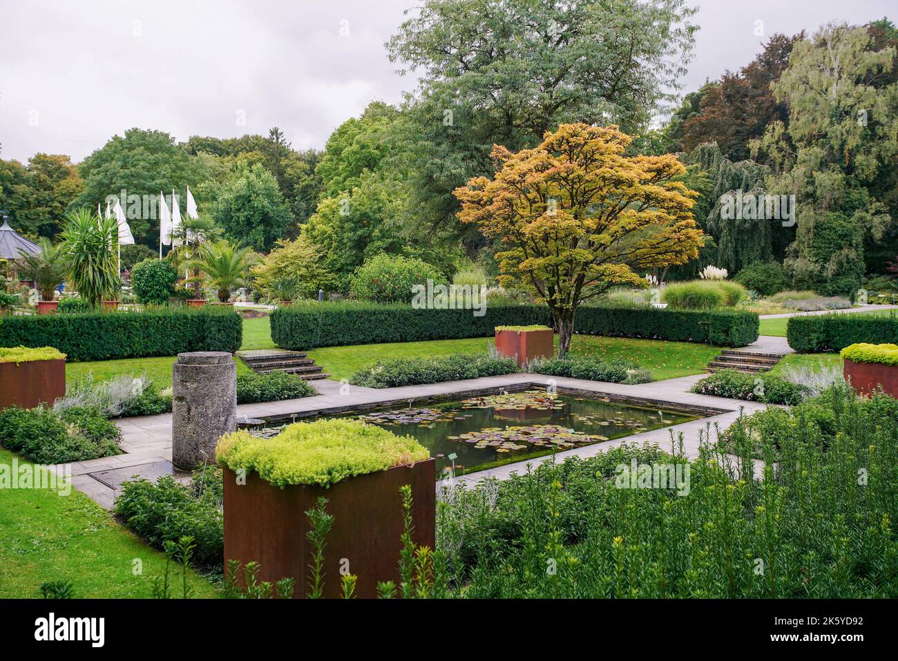 Excellent garden as part of Botanical Garden Of Augsburg with pond and ...