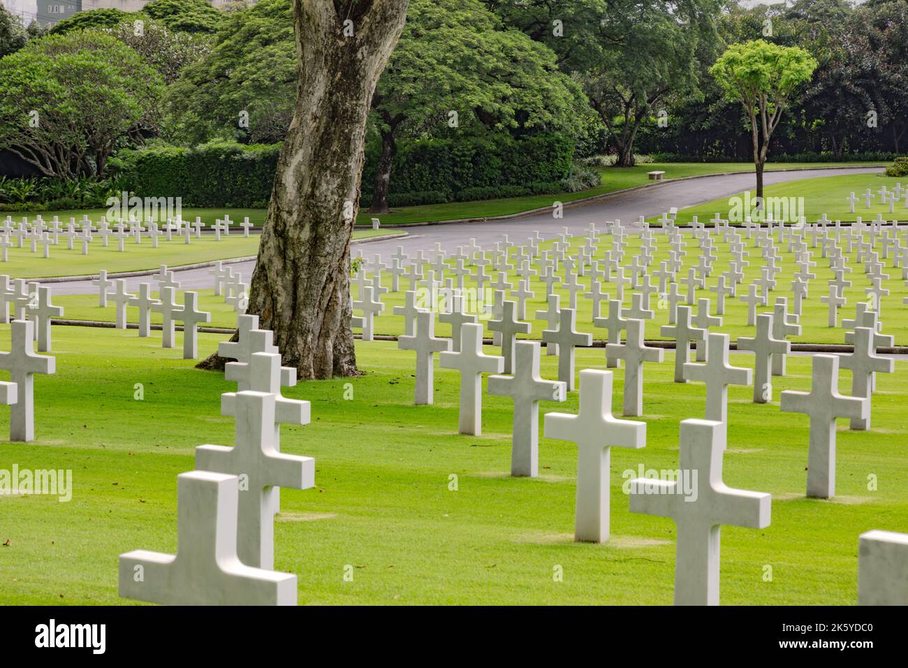 Manila American Cemetery and Memorial where members of the American and Philippine armed forces that were killed in the Philippines during WW2 Stock Photo