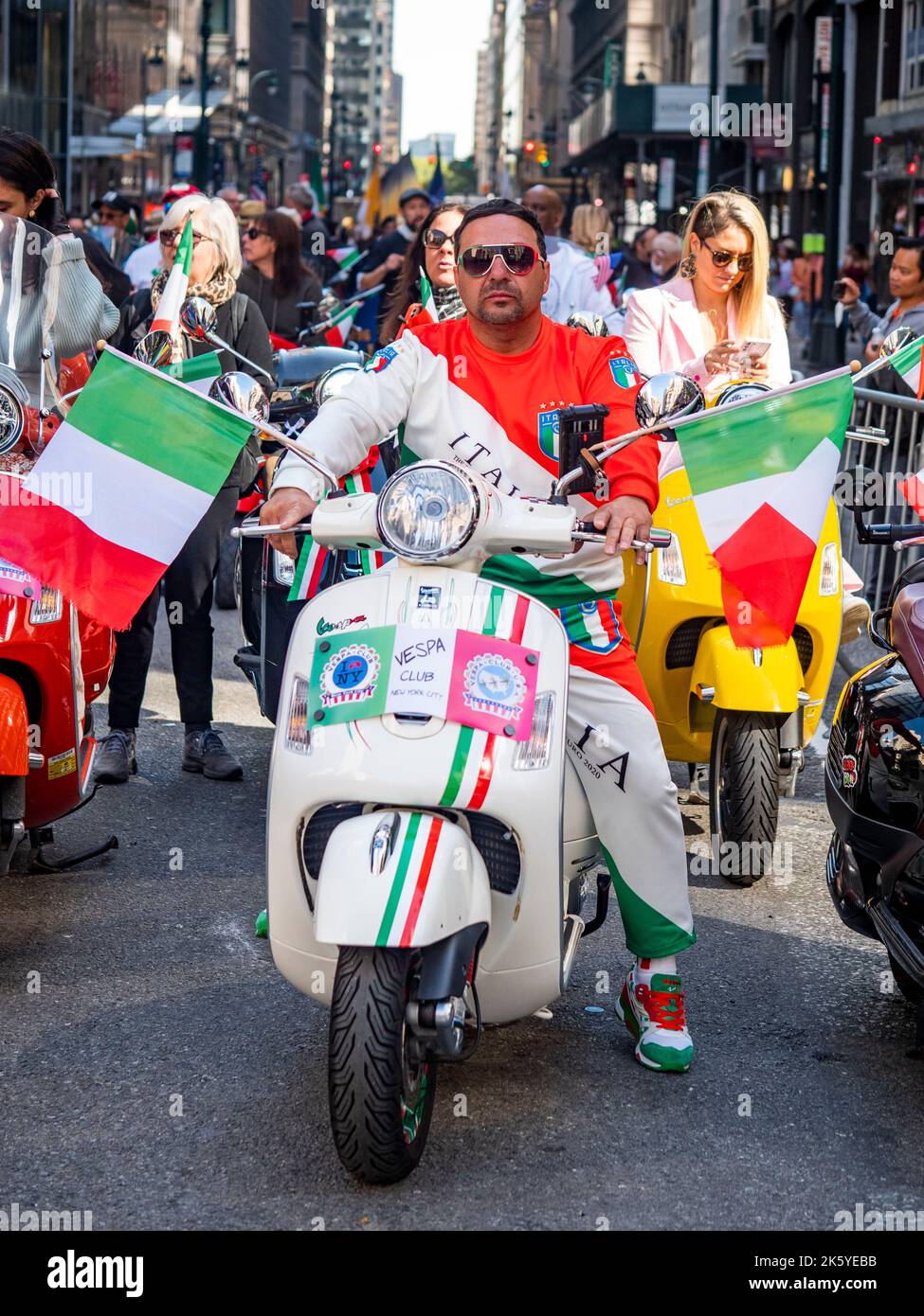 New York, New York, USA. 10th Oct, 2022. Vespa motor scooters at the NY