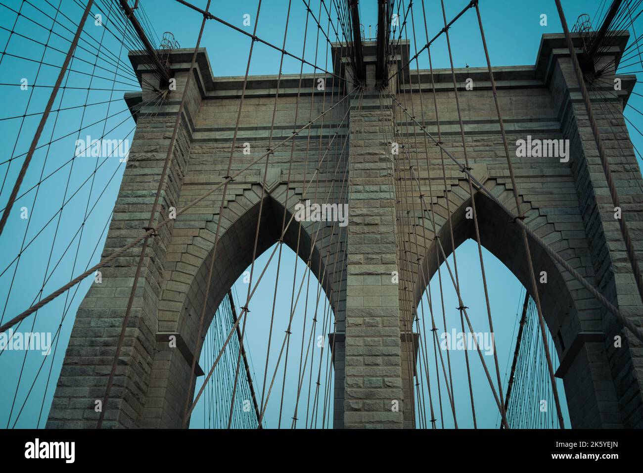 Architectural details of the Brooklyn Bridge, Manhattan, New York Stock ...