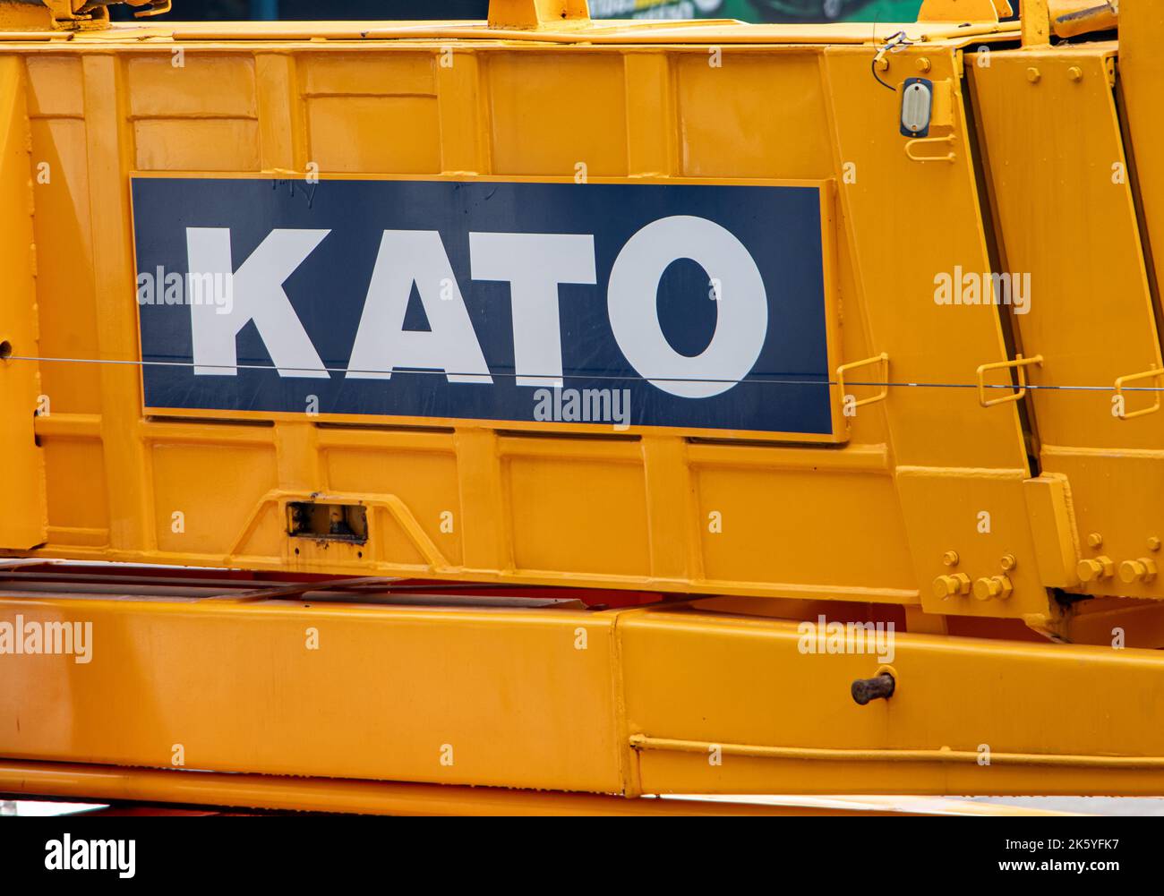 SAMUT PRAKAN, THAILAND, SEP 23 2022, The inscription on the crane's