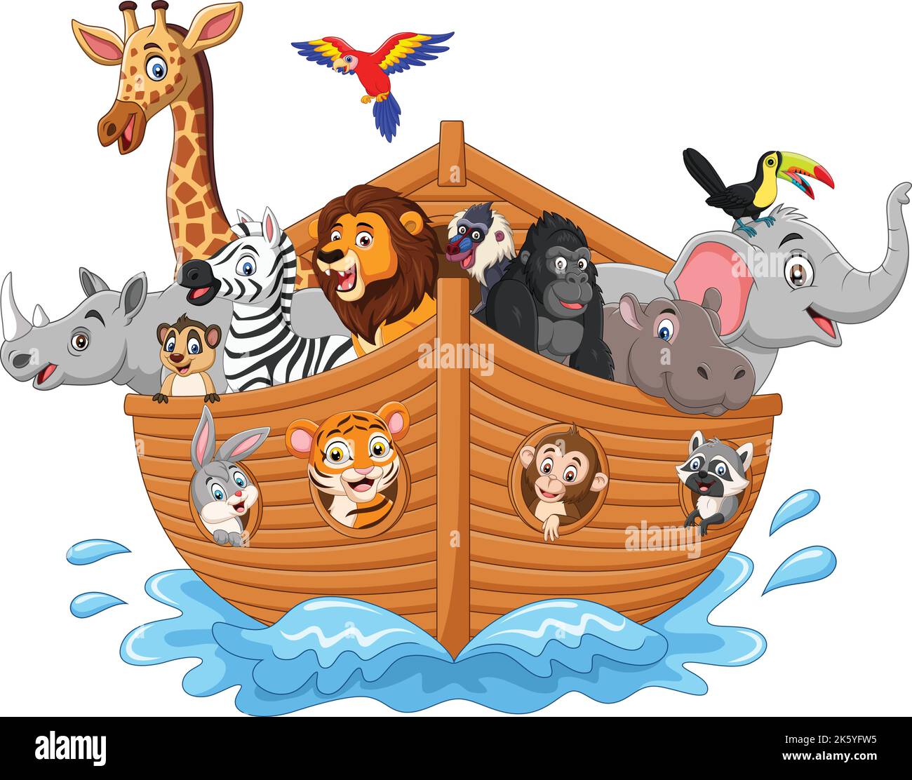 Cartoon noah ark with animals Stock Vector