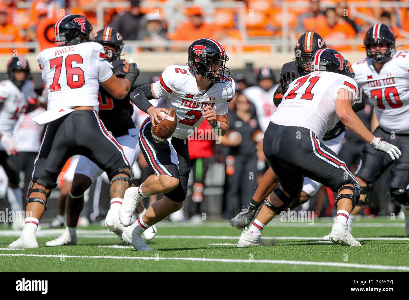 Stillwater, OK, USA. 8th Oct, 2022. Texas Tech quarterback Behren