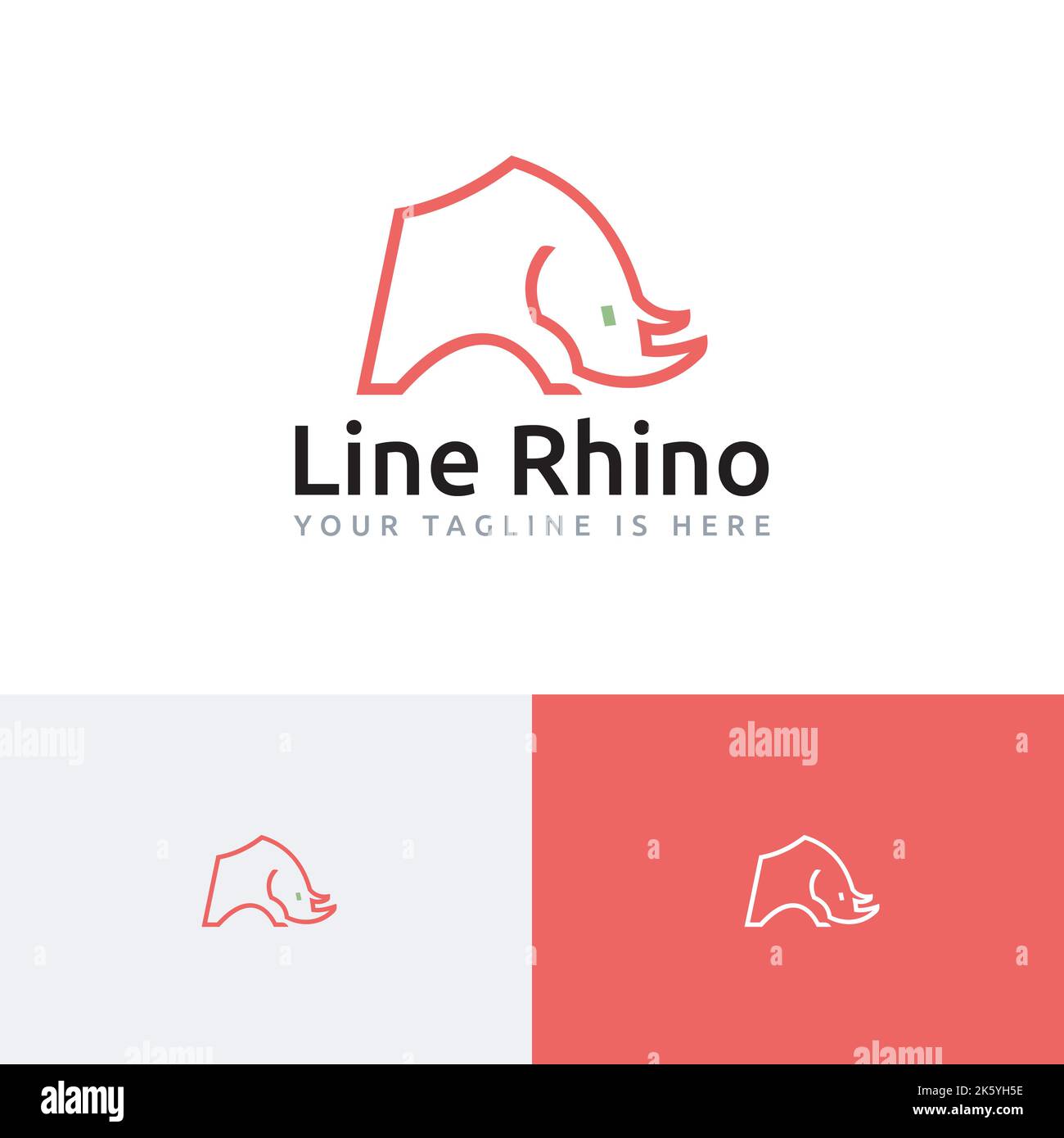 Rhino Rhinoceros Wild Animal Nature Abstract Monoline Logo Stock Vector