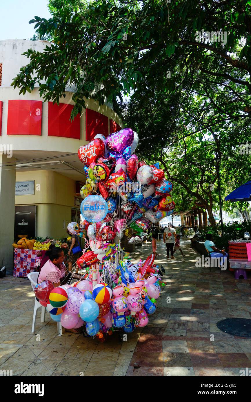 Balloon vendor,  Zocalo, Acapulco, Mexico Stock Photo