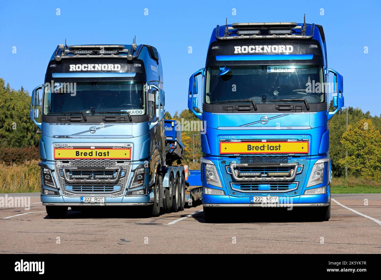 New, white Volvo FMX heavy duty truck for construction parked on a yard.  Front view, detail. Forssa, Finland. June 10, 2022 Stock Photo - Alamy