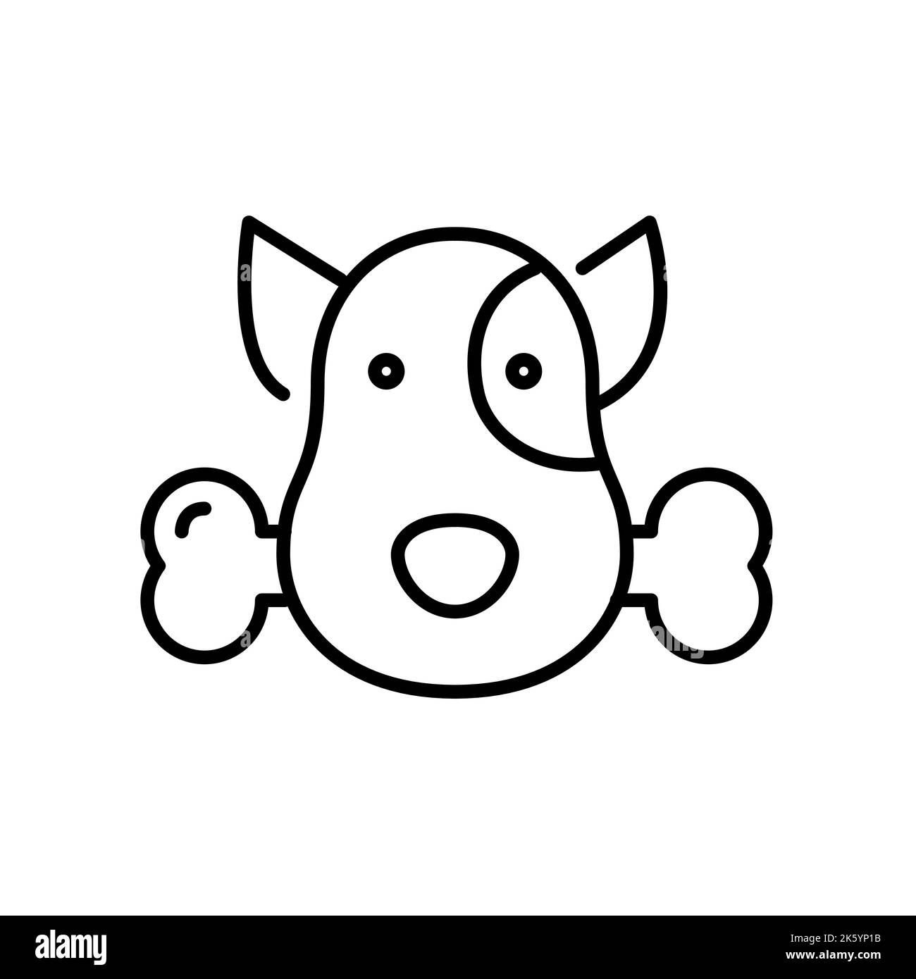 Dog holding bone in its mouth. Pixel perfect, editable stroke icon ...