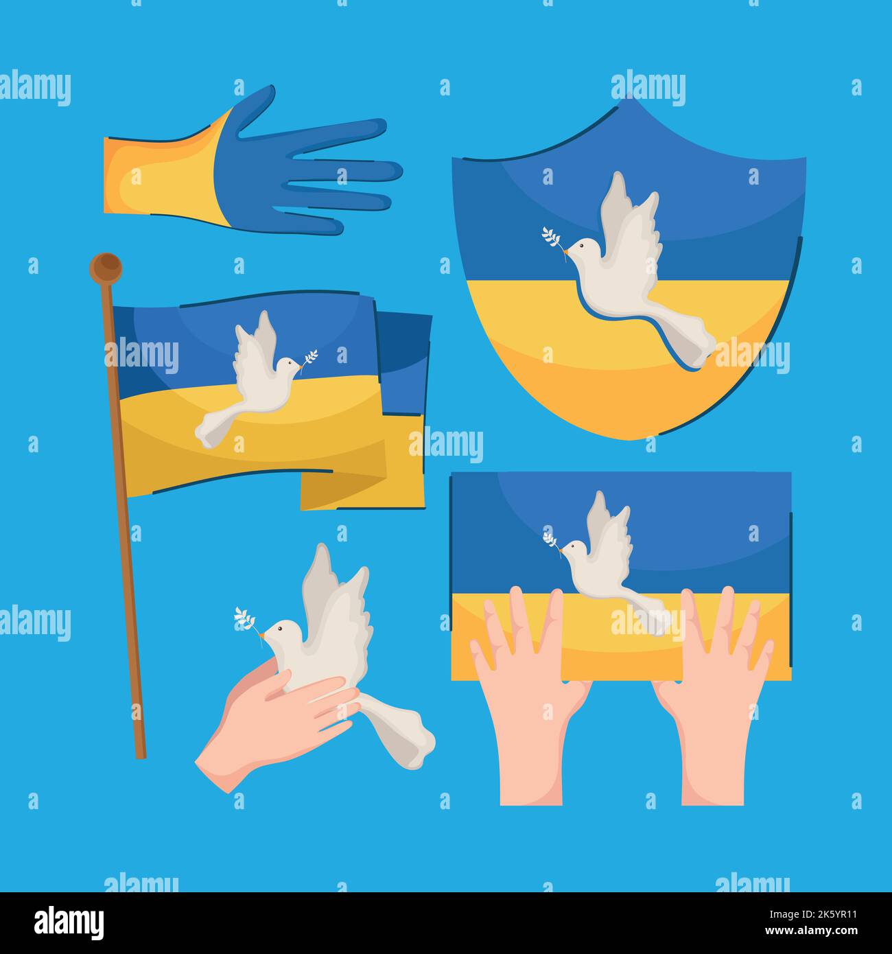 five ukraine peace icons Stock Vector