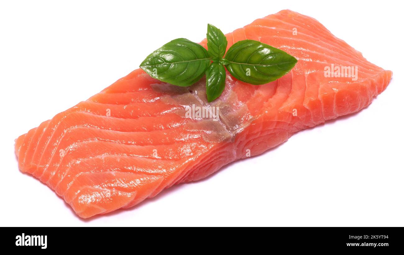 piece of salmon fillet isolated on white background Stock Photo - Alamy