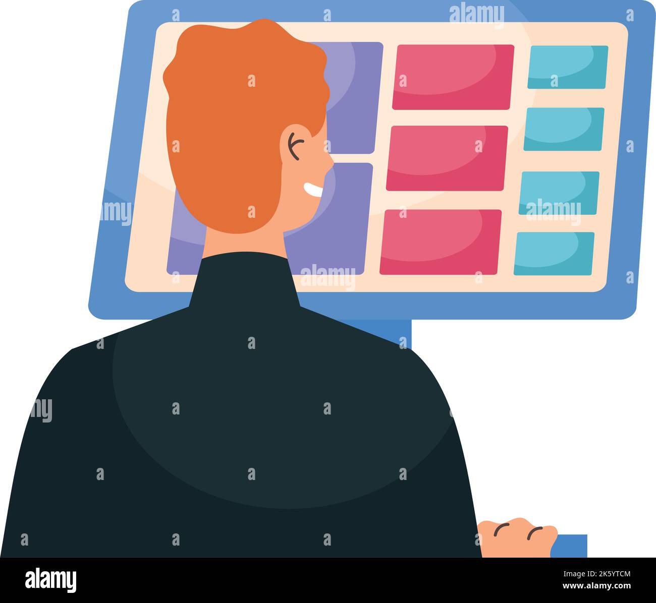 man using desktop back Stock Vector Image & Art - Alamy