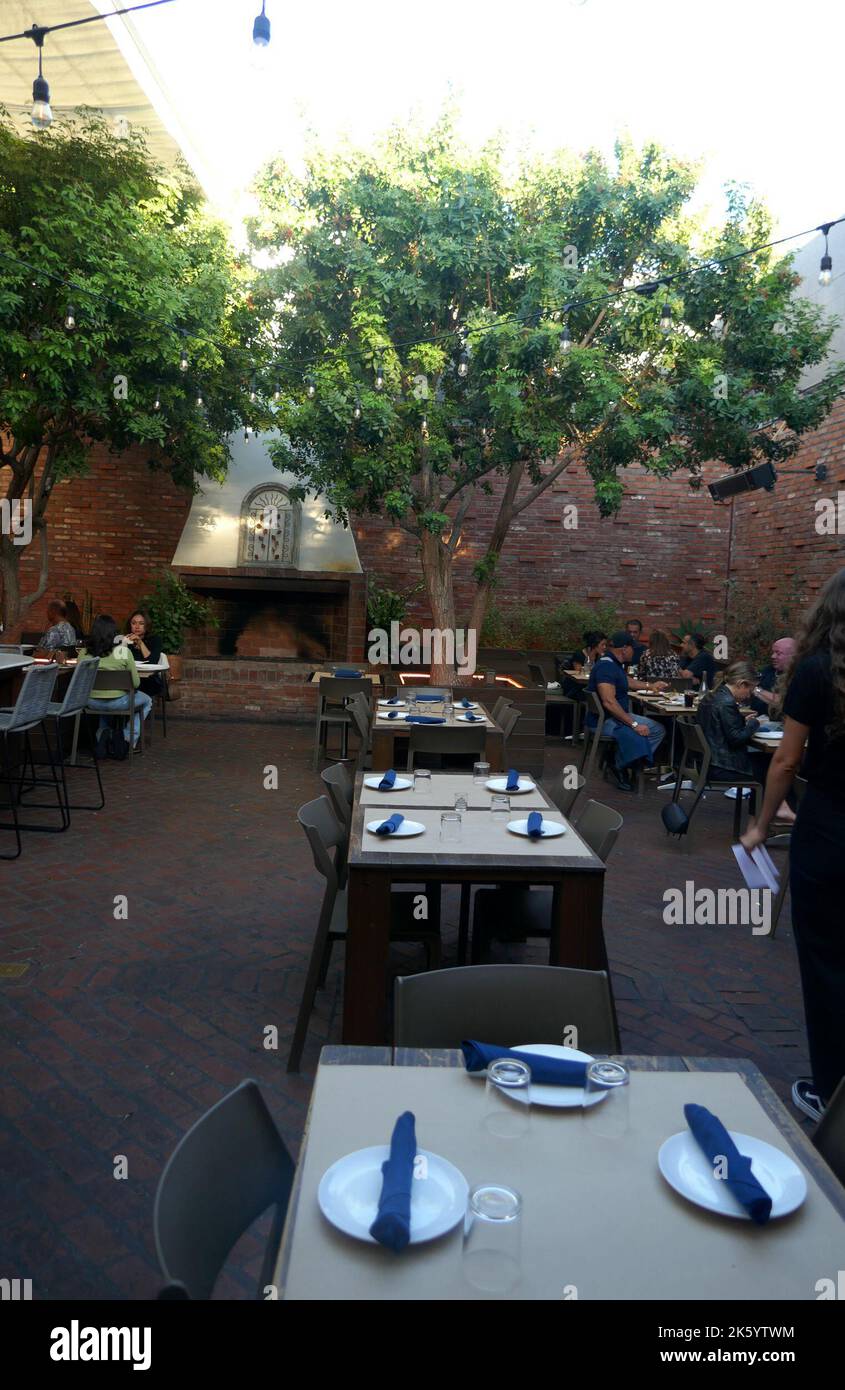 Los Angeles, California, USA 1st October 2022 A general view of atmosphere of trees with dining room tables at L'antica Pizzeria da Michele on October 1, 2022 in Los Angeles, California, USA. Photo by Barry King/Alamy Stock Photo Stock Photo