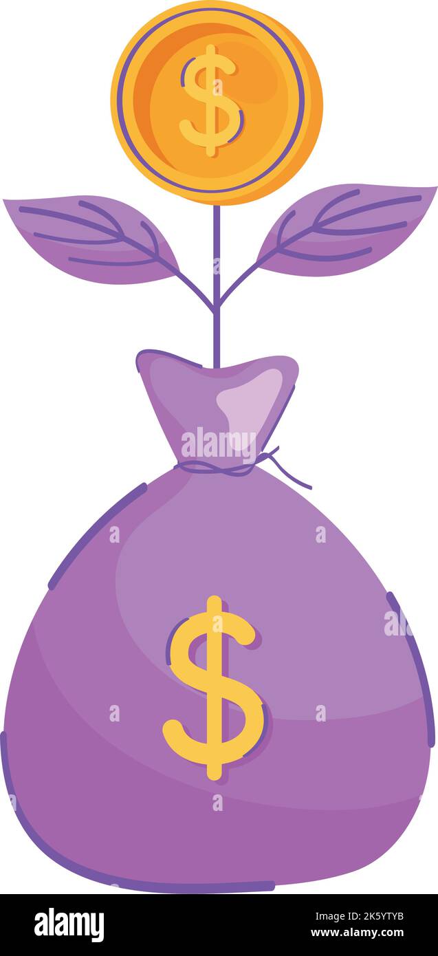coin plant in sack Stock Vector Image & Art - Alamy