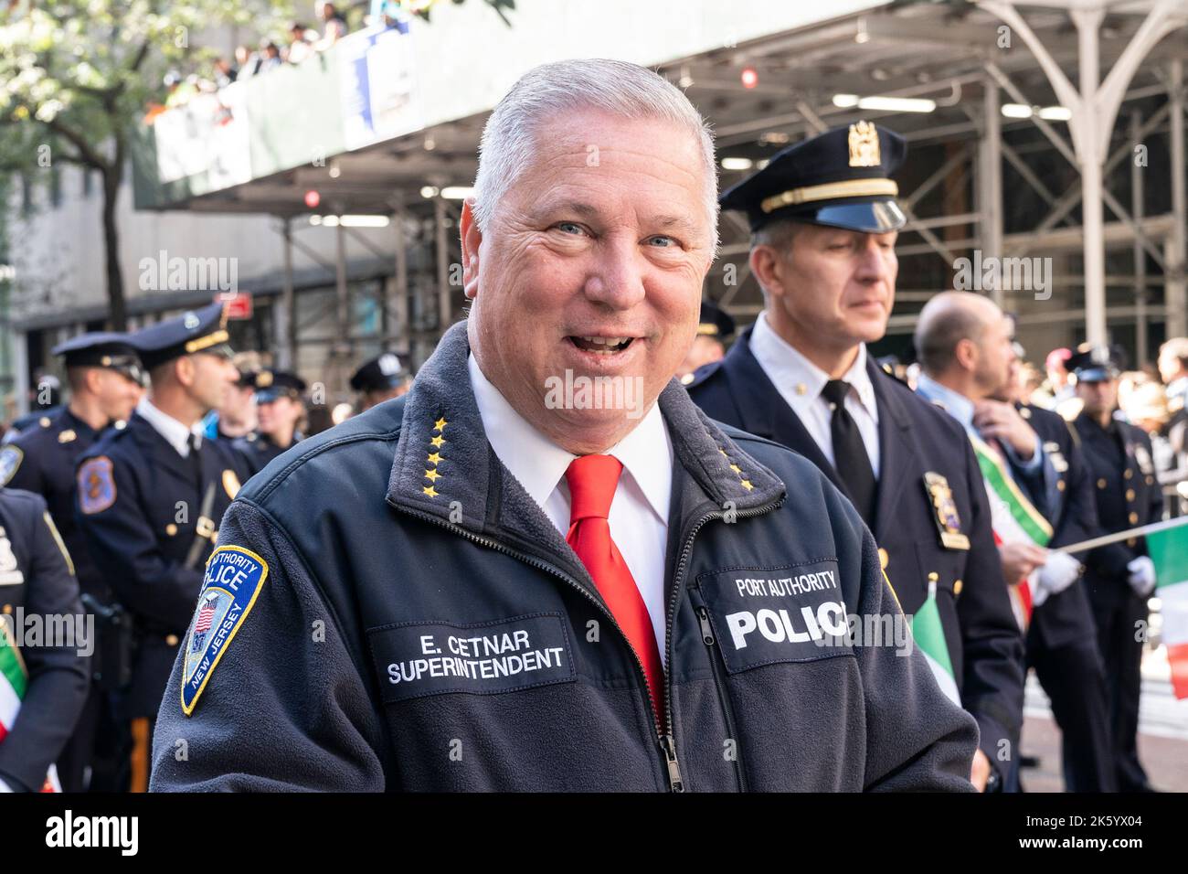 Port Authority Police Superintendent Edward Cetnar marches at annual Columbus Day parade on