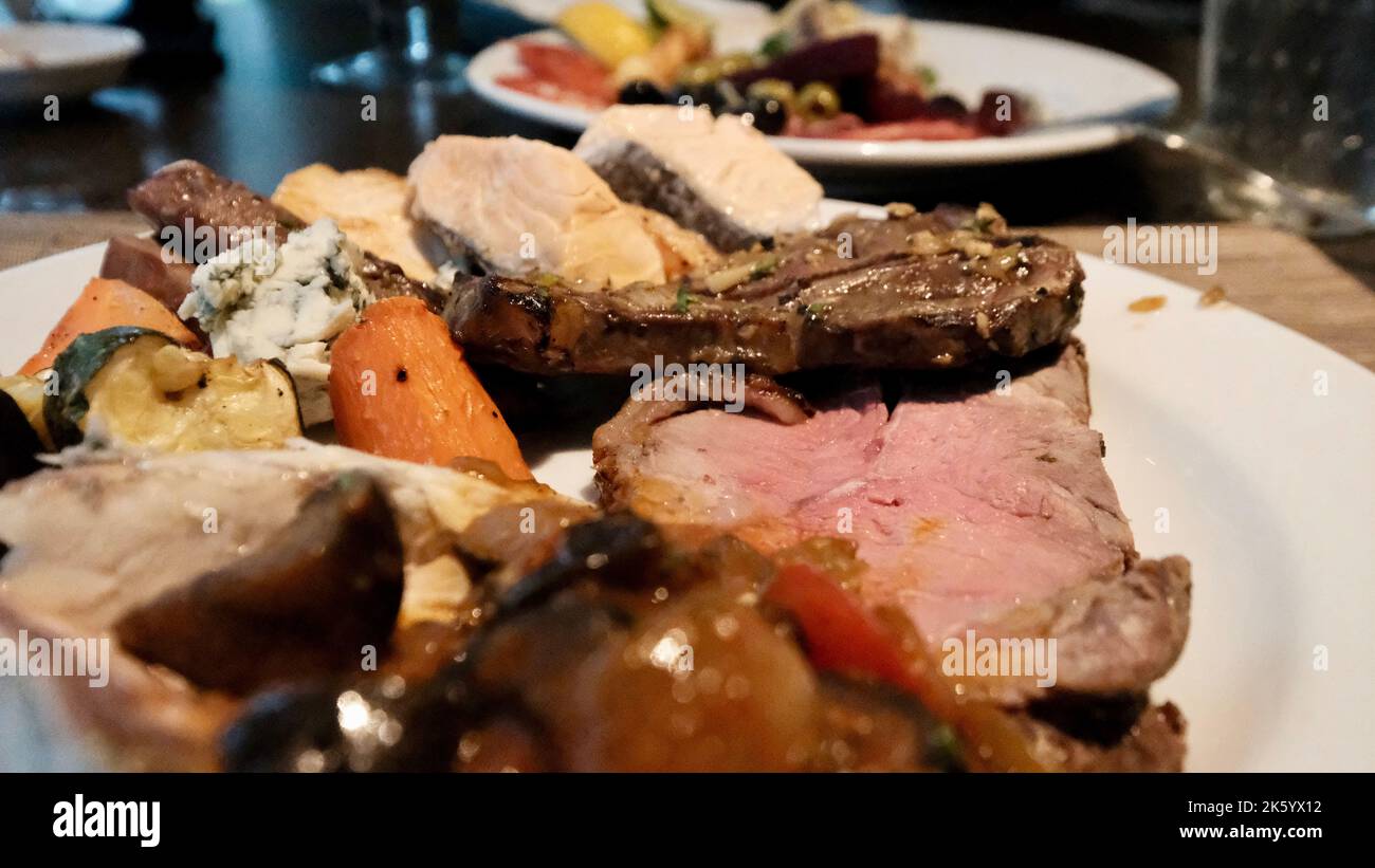 Buffett Meat and Vegetable Heavy Portions Diet Stock Photo Alamy