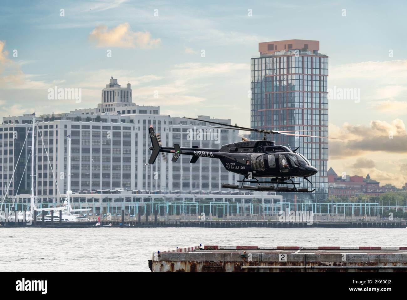 New York City, United States September 19, 2022 A helicopter flies