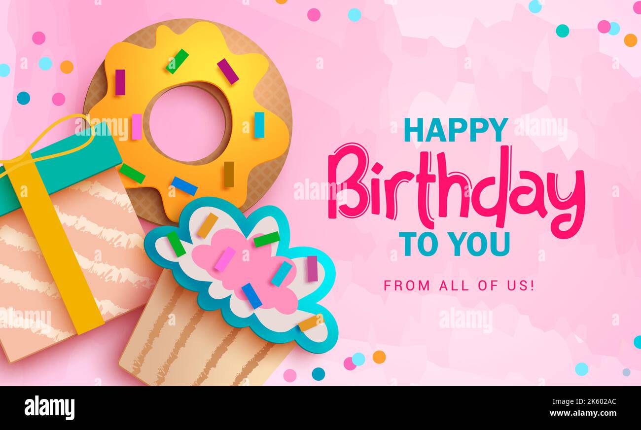 Happy birthday text vector background design. Birthday greeting ...