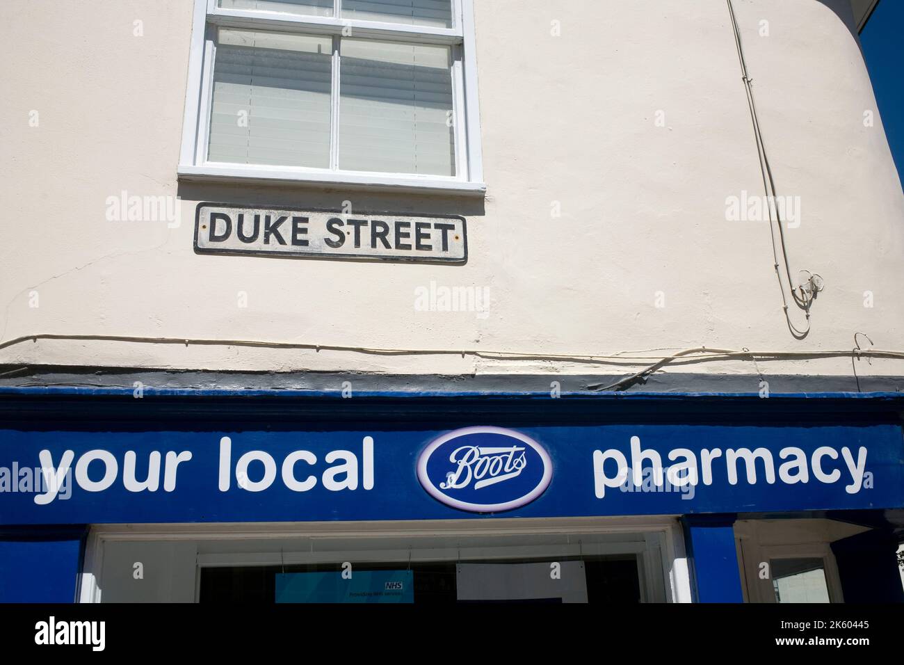 Boots local pharamacy on the corner of Duke street and High street in