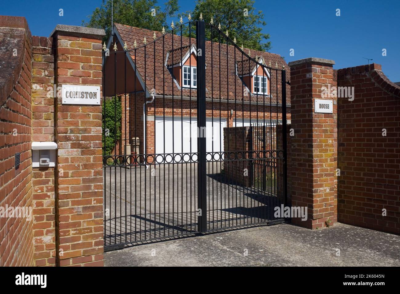 Coniston house, a private house with a tall metal gate in Hadleigh