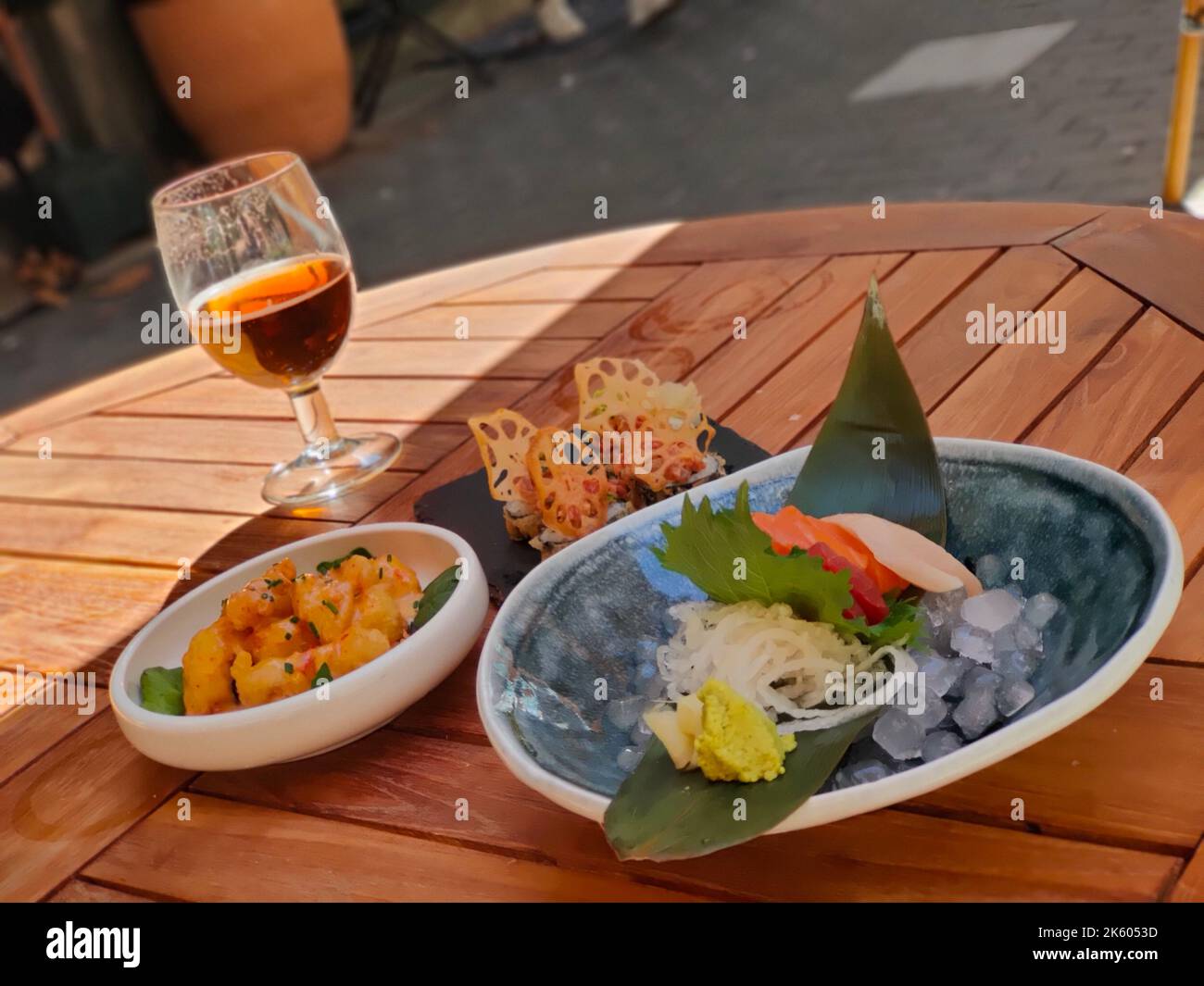 Philippine and japanese food in a fusion restaurant of Madrid Stock