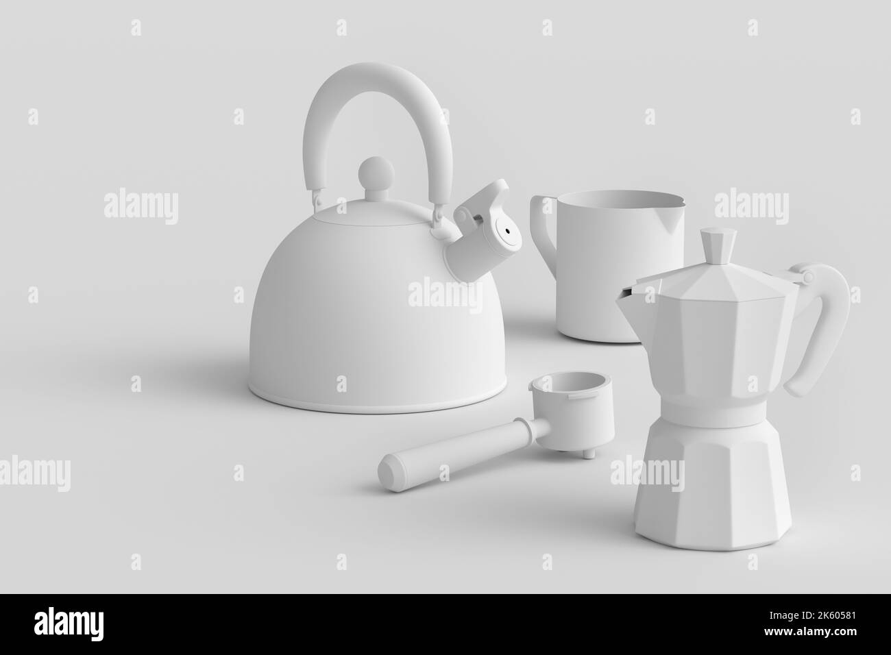 Espresso coffee machine, kettle with horn and geyser coffee maker for