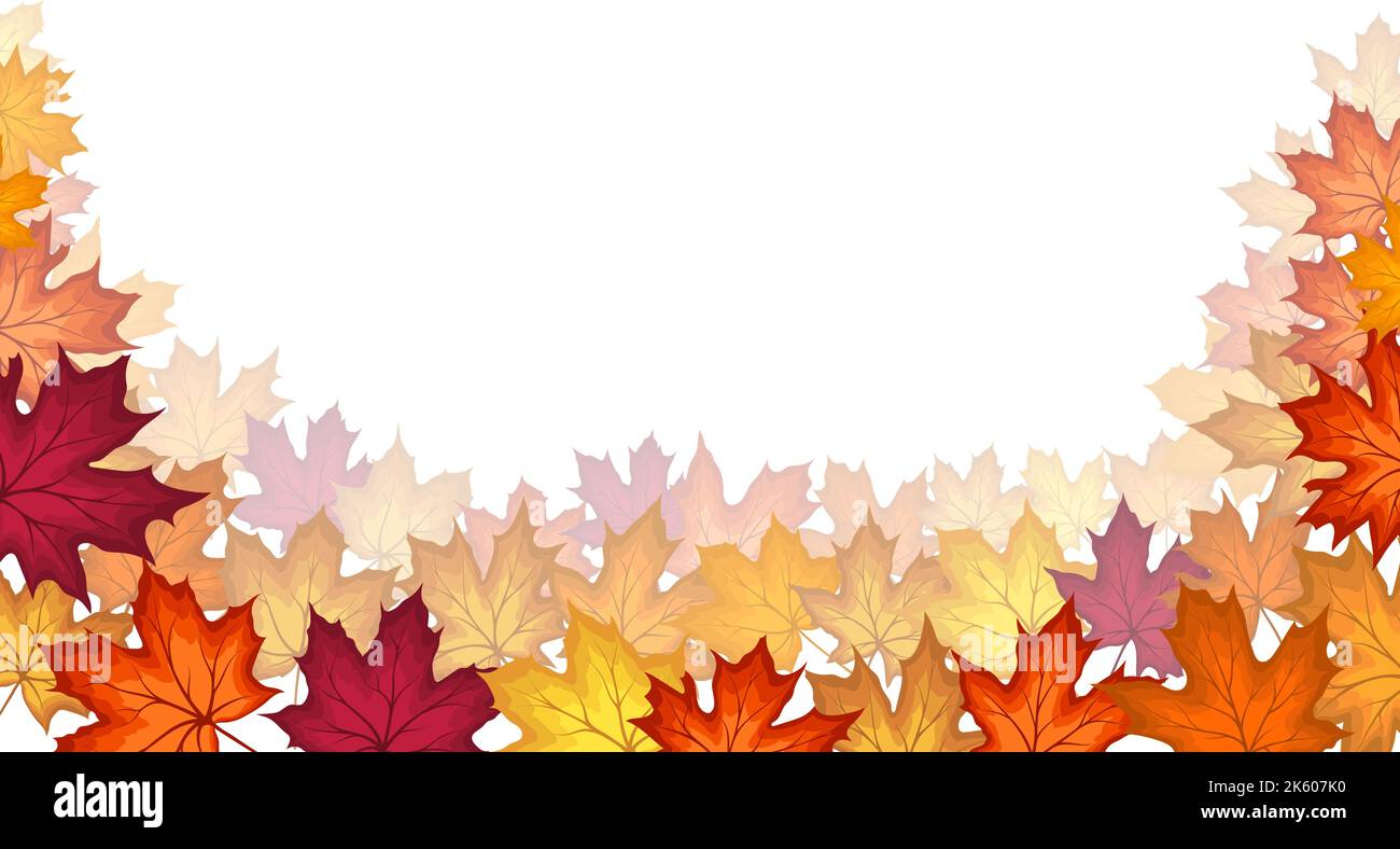 Autumn Frame With Blowing Maple Leaves Over White Background. Elegant ...