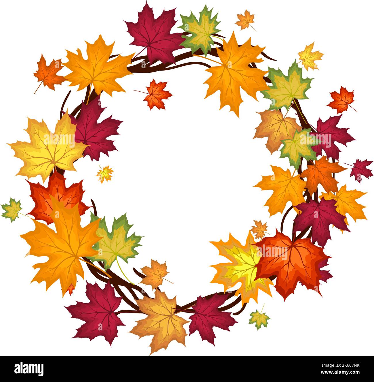 Autumn Frame With Blowing Maple Leaves Over White Background. Elegant ...