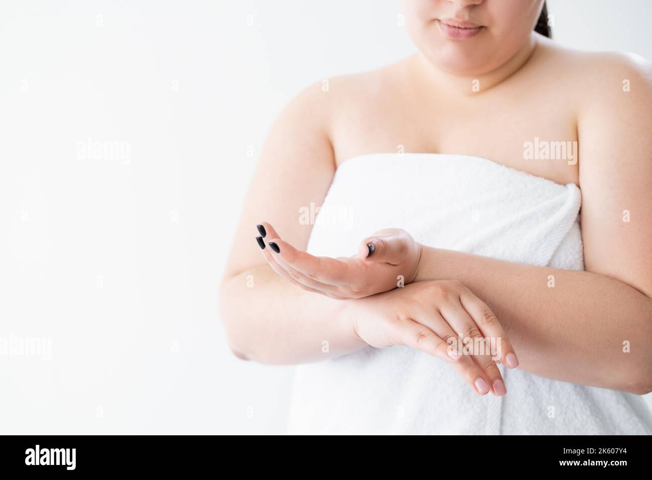 body treatment plus size woman sensitive skin Stock Photo