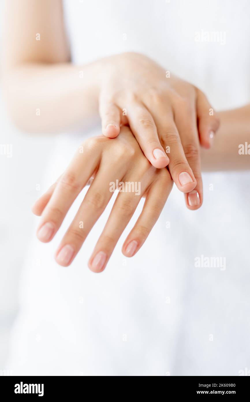 nail care hand manicure woman gentle palms fingers Stock Photo Alamy