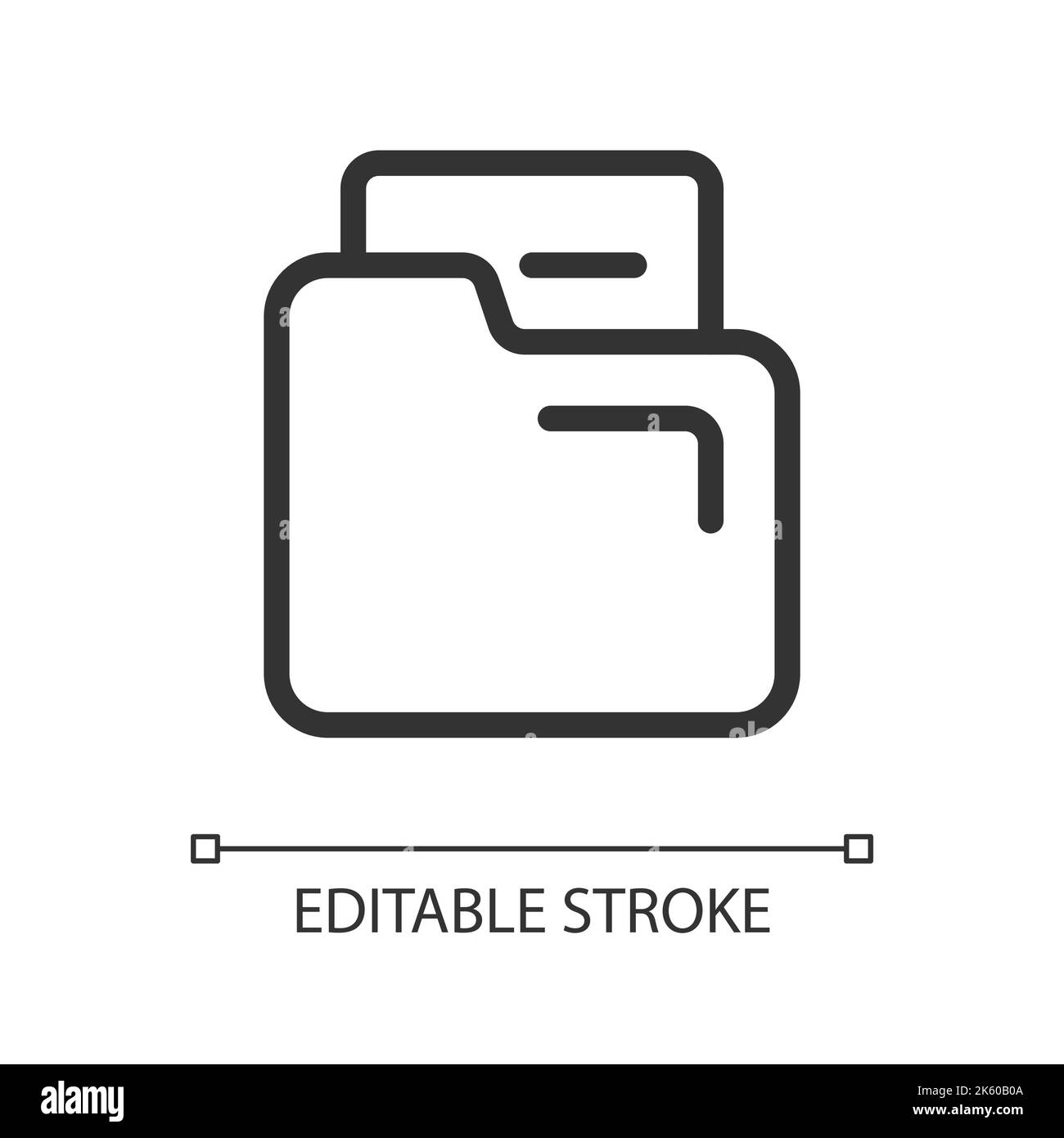 Document in folder pixel perfect linear ui icon Stock Vector