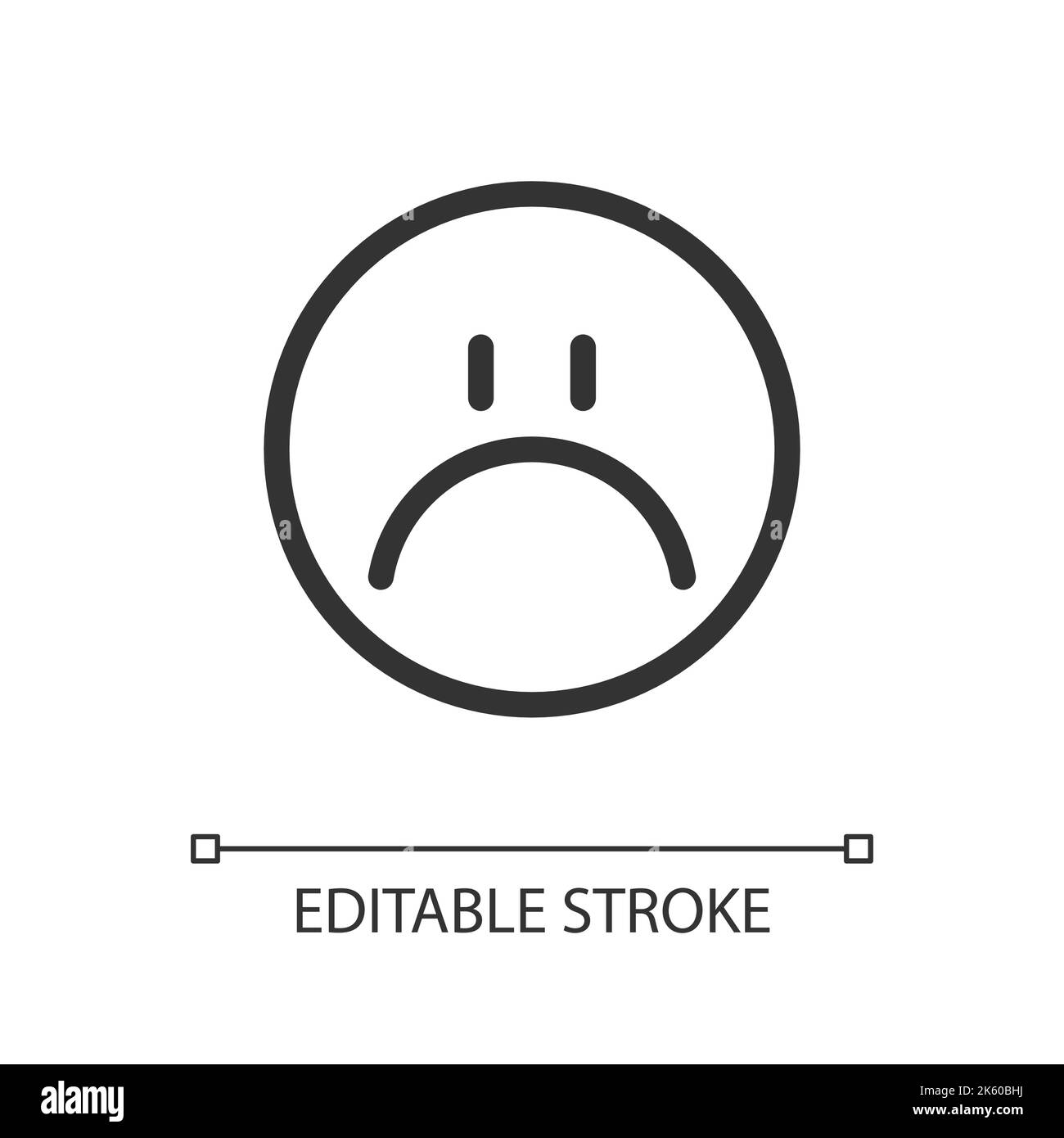 Sad emoji pixel perfect linear ui icon Stock Vector Image & Art - Alamy