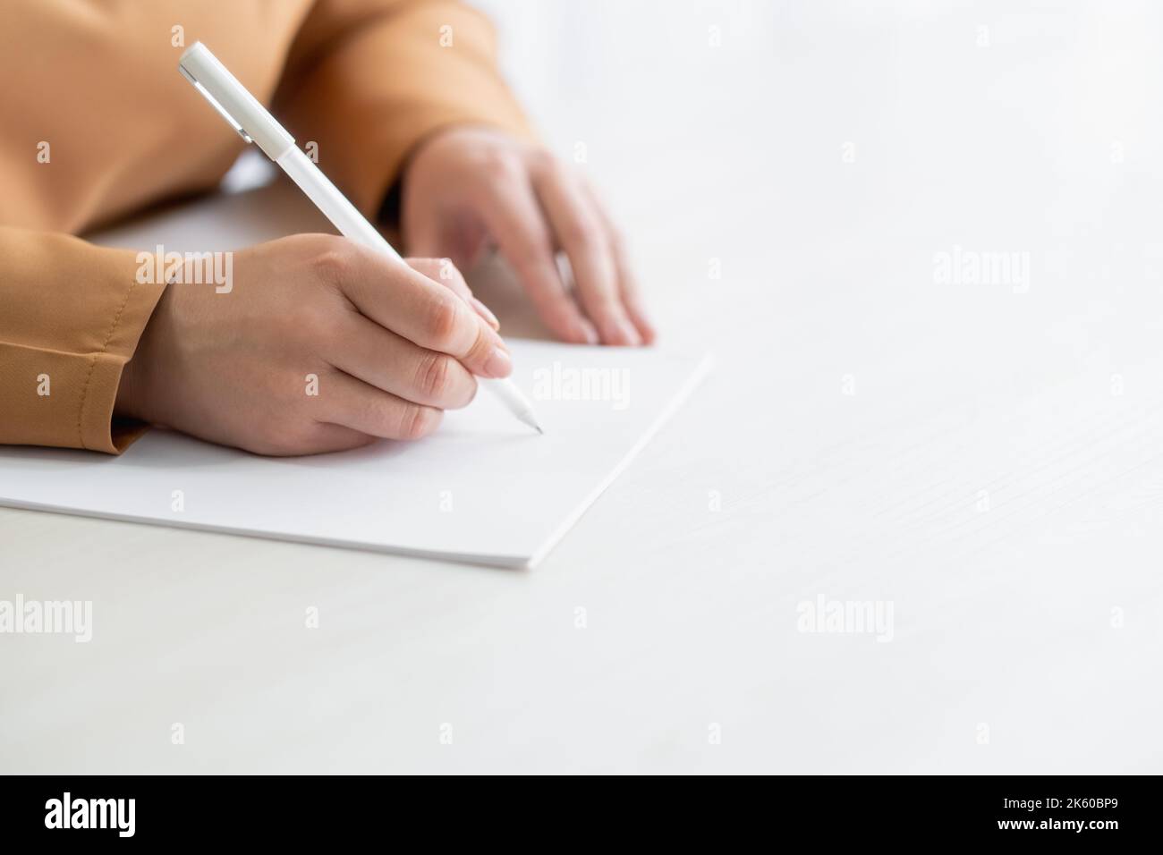 writing woman application form text document Stock Photo