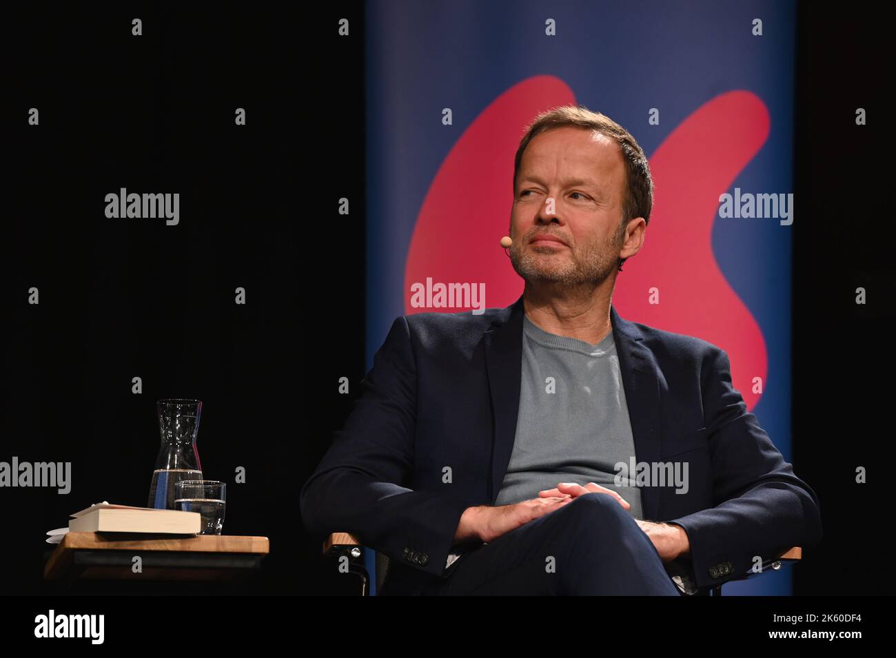 Cologne, Germany. 09th Oct, 2022. Journalist Georg Restle on stage at Lit Cologne special, the international literature festival Credit: Horst Galuschka/dpa/Horst Galuschka dpa/Alamy Live News Stock Photo
