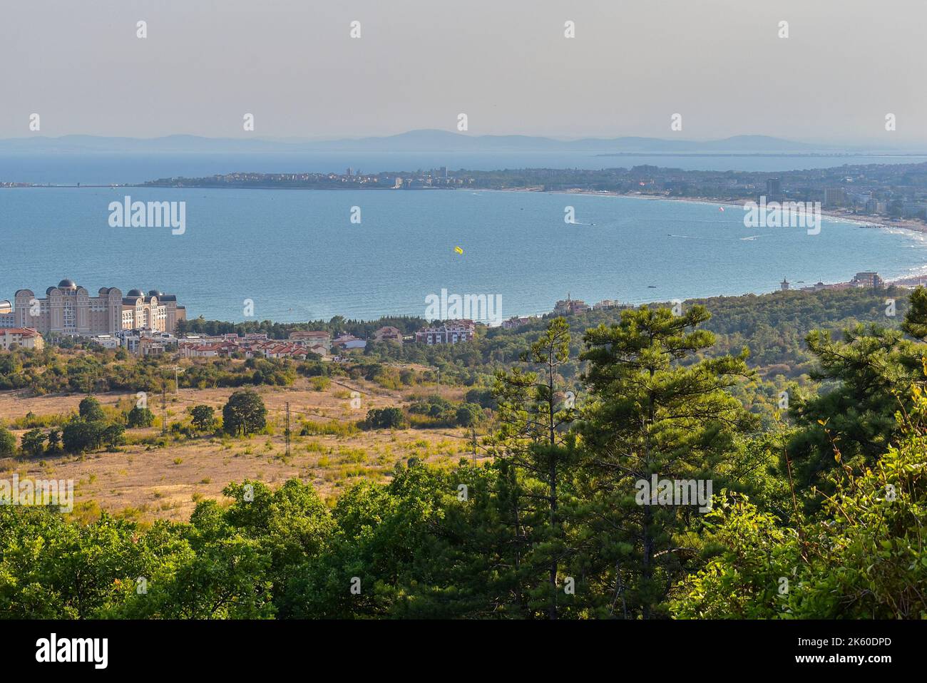 Panoramic view from the road to Sunny beach, Bulgaria. Stock Photo