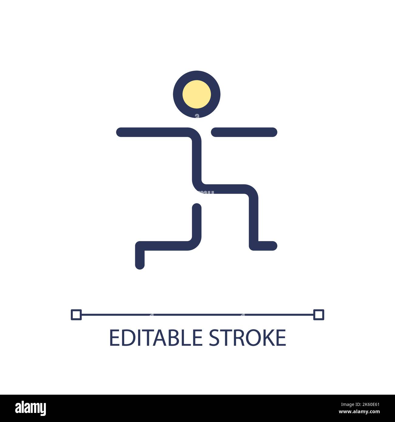 Warrior pose pixel perfect RGB color ui icon Stock Vector