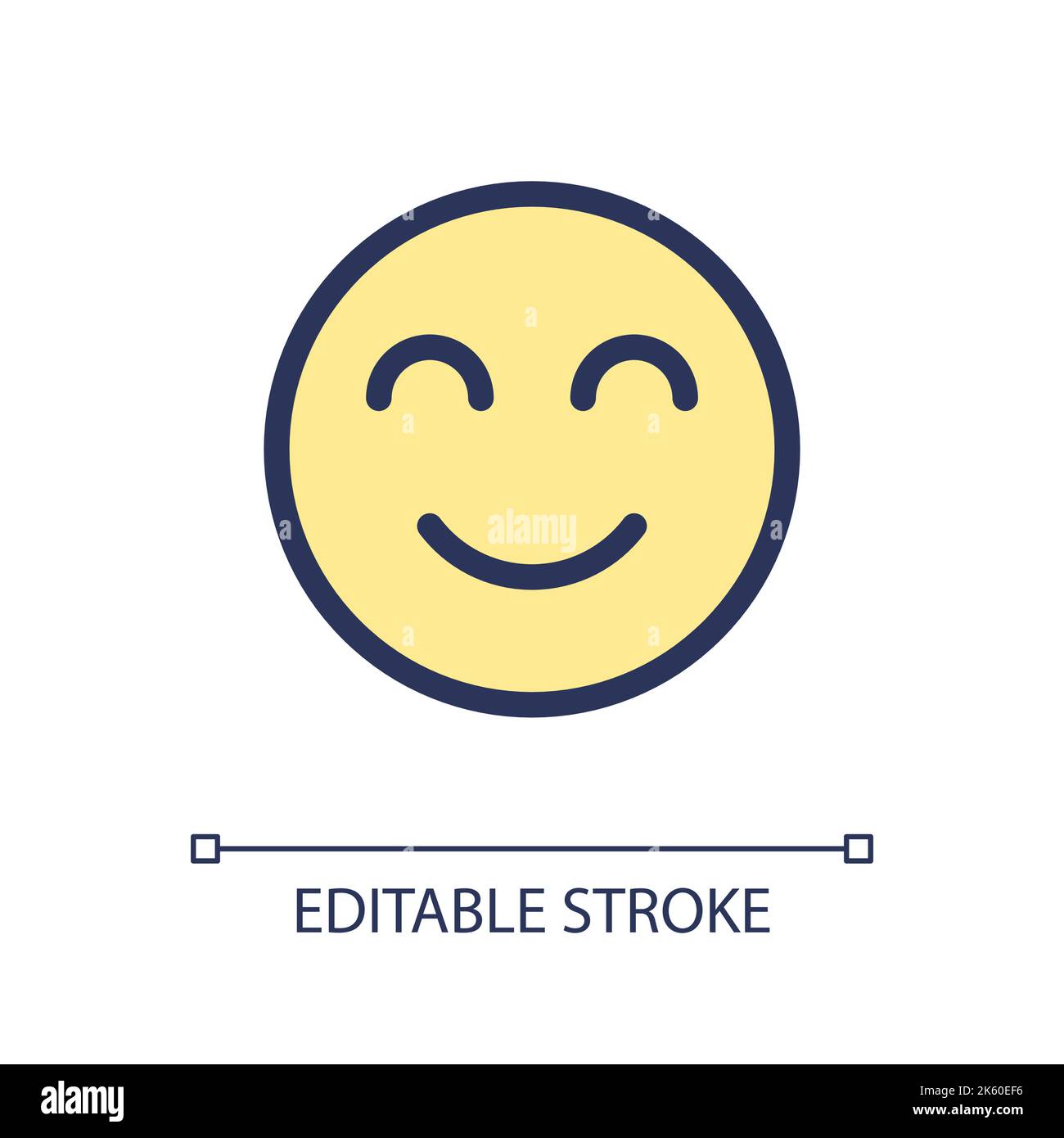 Contented emoji pixel perfect RGB color ui icon Stock Vector Image