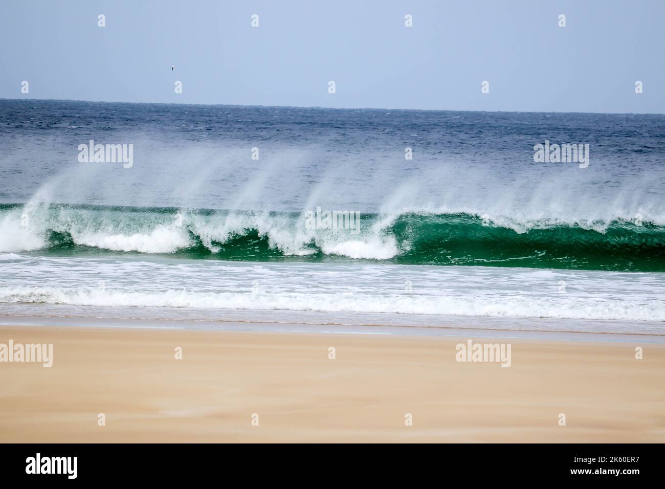 Waves Breaking at Traigh Mhòr Beach, Isle of Lewis Stock Photo