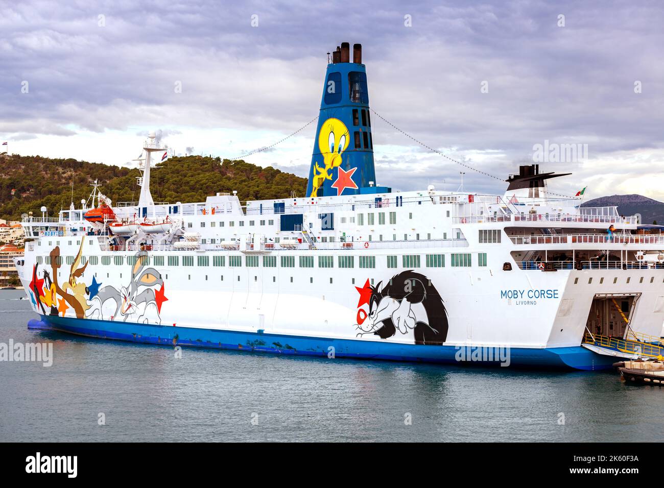 Split, Croatia - 11.09.2022: Moby Corse cruise ship in Split harbor Stock Photo