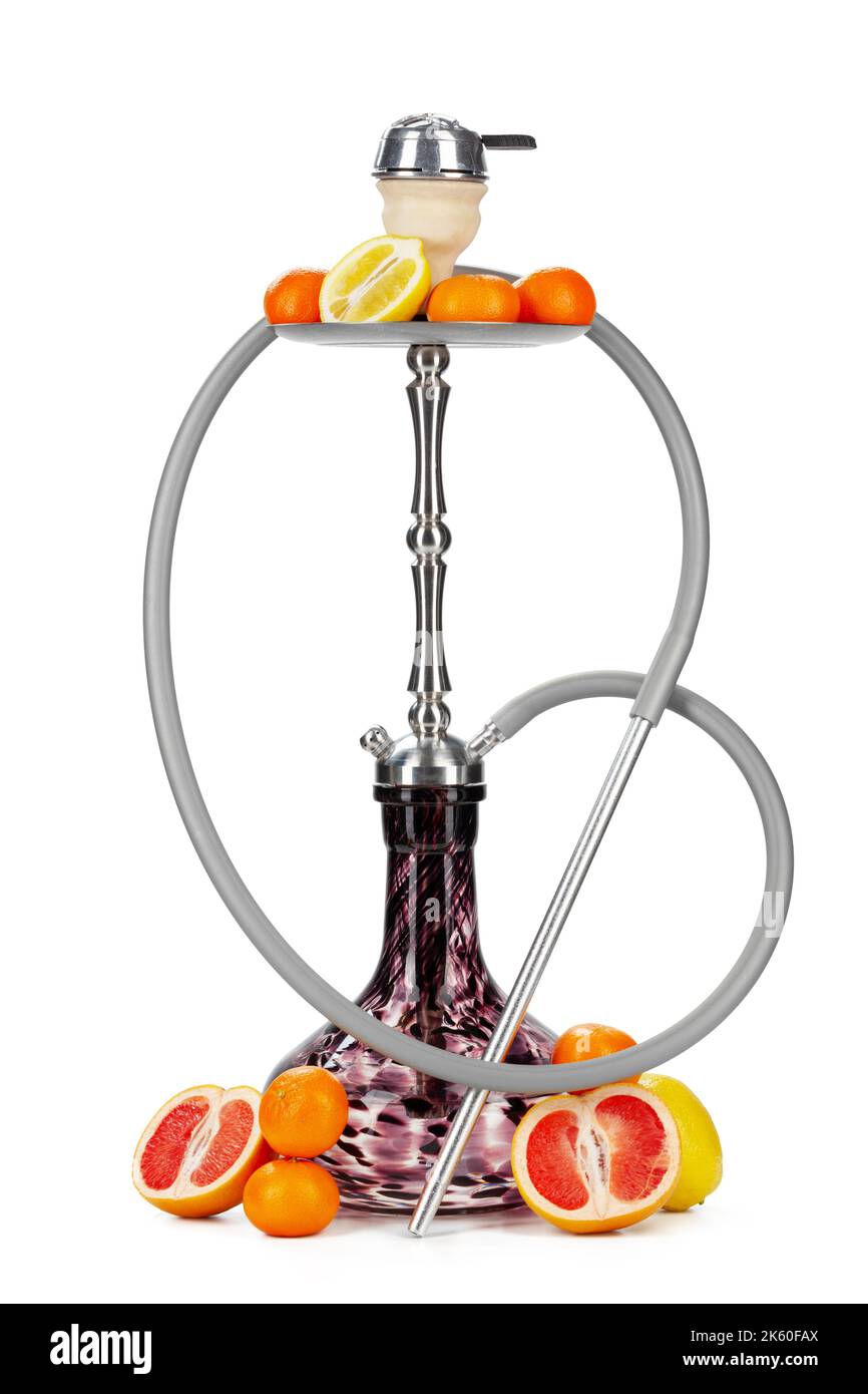 Hookah with fruits isolated on white background Stock Photo - Alamy