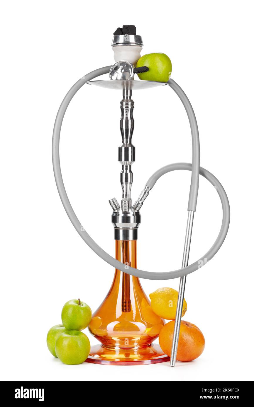 Hookah with fruits isolated on white background Stock Photo - Alamy