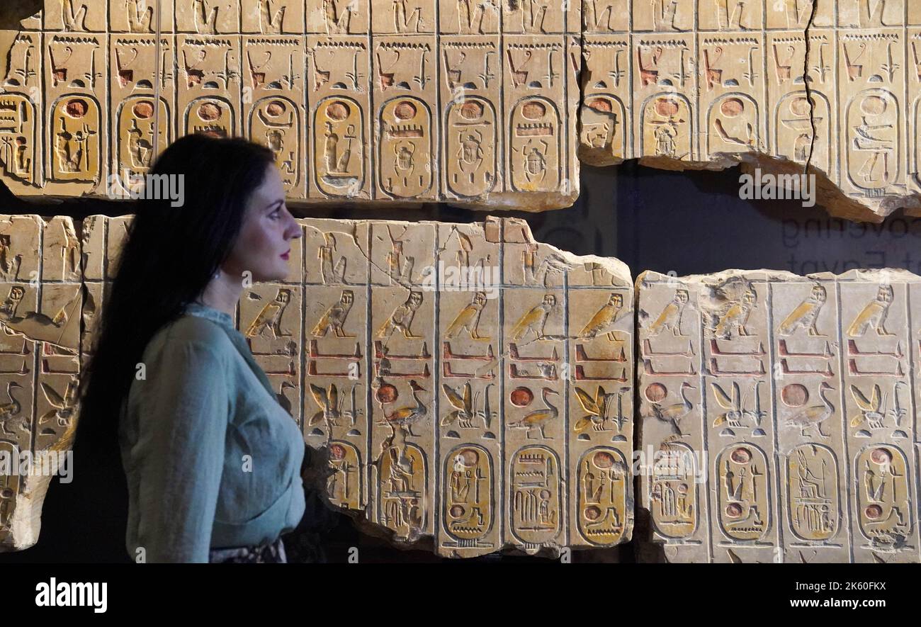 A Member Of Staff Observes The Abydos King List On Display During The ...